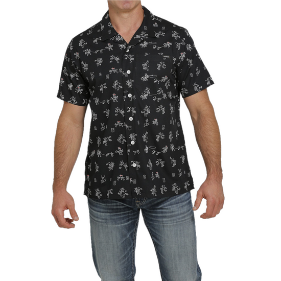 Cinch® Men's Black Western Graphic Print Button Down Shirt MTW1401012