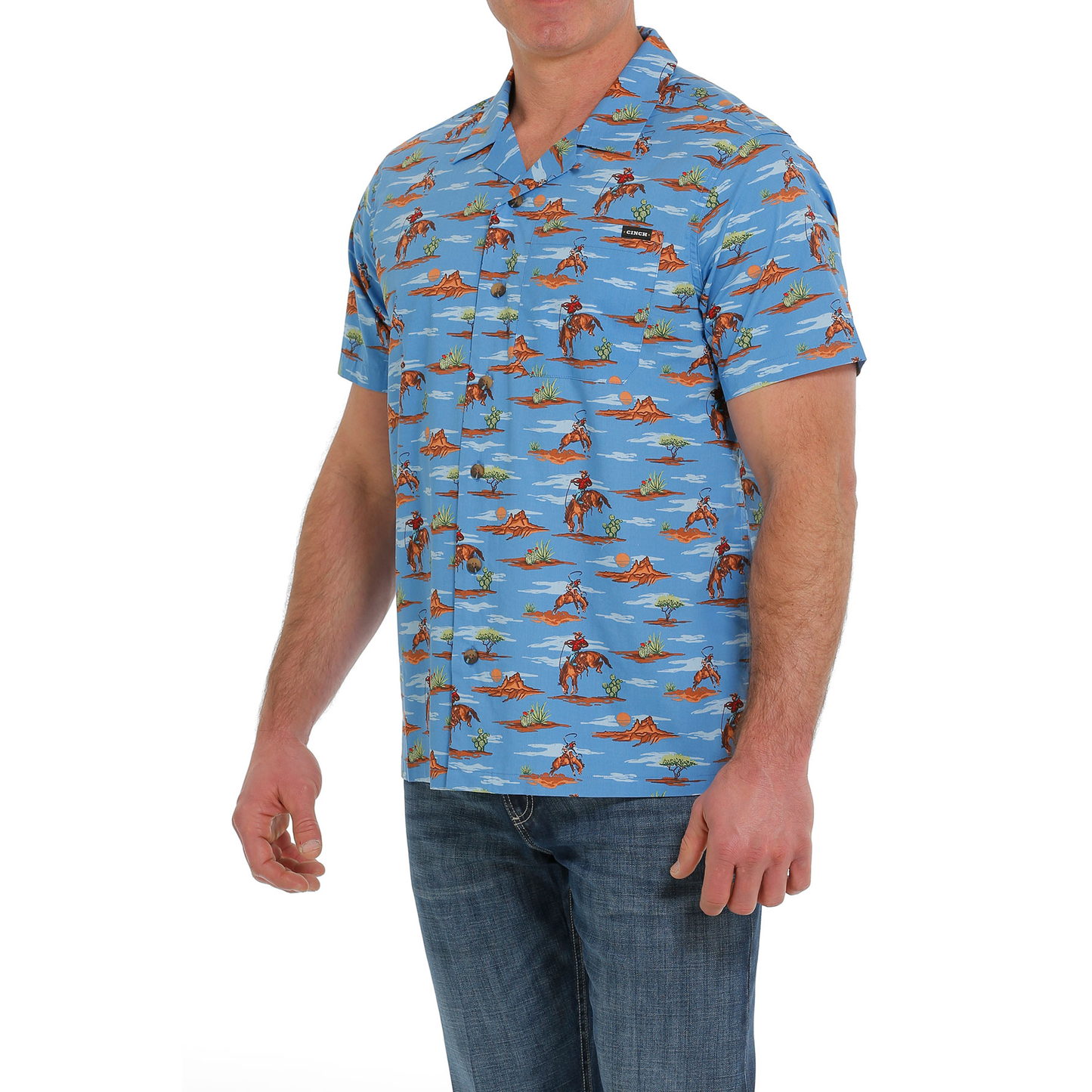 Load image into Gallery viewer, Cinch® Men&amp;#39;s Western Graphic Blue Button Down Shirt MTW1401024
