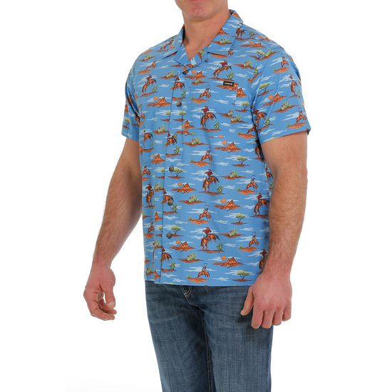Cinch® Men's Western Graphic Blue Button Down Shirt MTW1401024