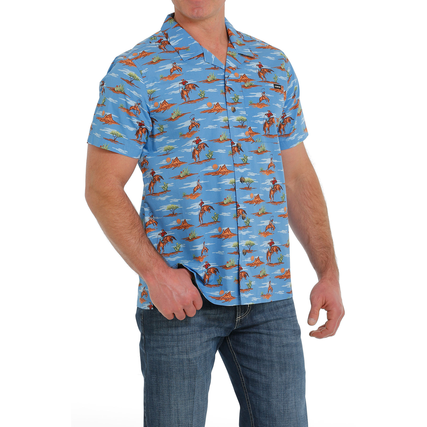 Load image into Gallery viewer, Cinch® Men&amp;#39;s Western Graphic Blue Button Down Shirt MTW1401024

