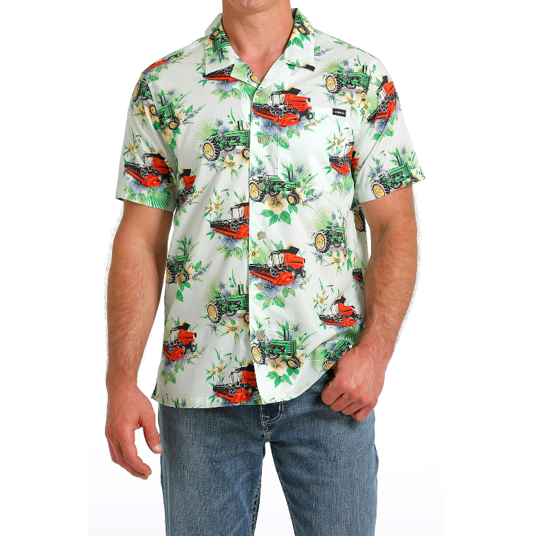 Cinch® Men's Tropical Graphic Mint Green Button Down Shirt MTW1401028