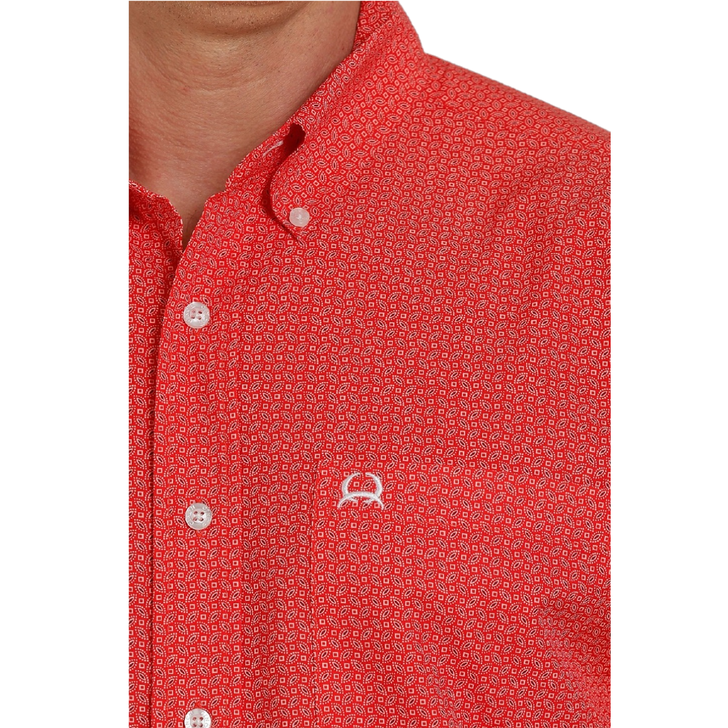Cinch® Men's Red Geo Print Short Sleeve Button Down Shirt MTW1704098