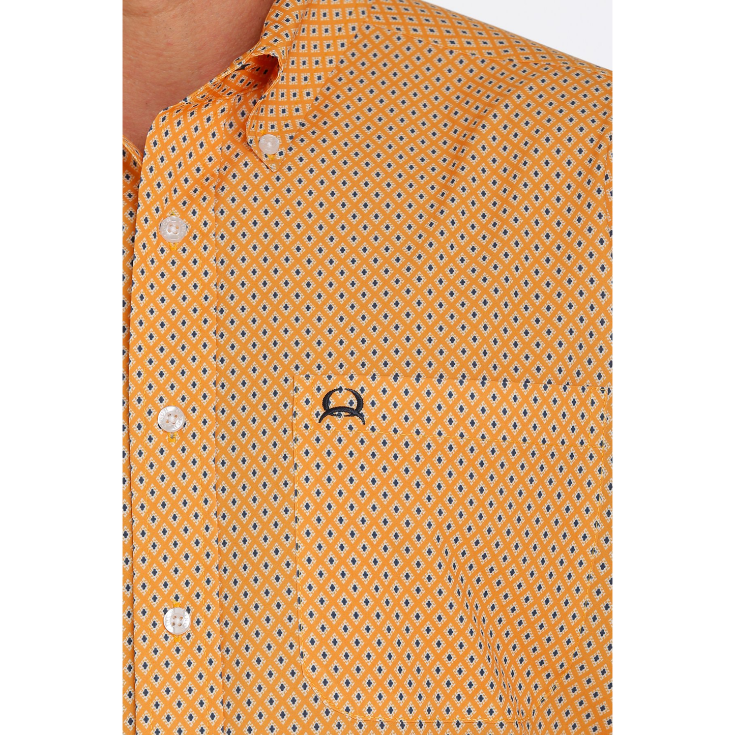 Cinch® Men's Lightweight Geometric Orange Button Down Shirt MTW1704106