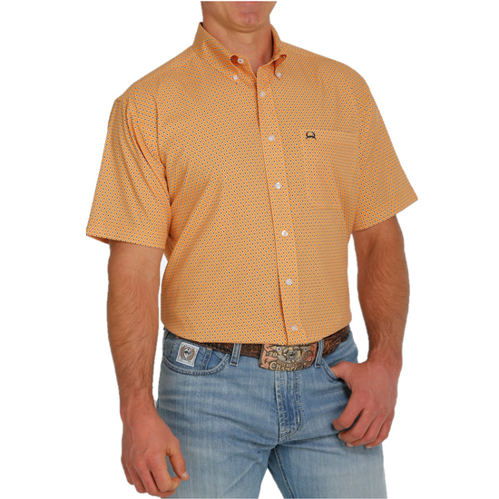 Cinch® Men's Lightweight Geometric Orange Button Down Shirt MTW1704106