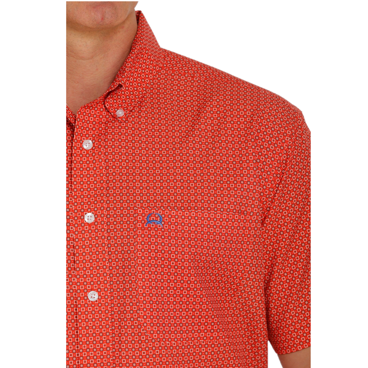 Cinch® Men's Red Geometric Print Arenaflex Button Up Shirt MTW1704107