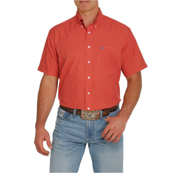 Cinch® Men's Red Geometric Print Arenaflex Button Up Shirt MTW1704107