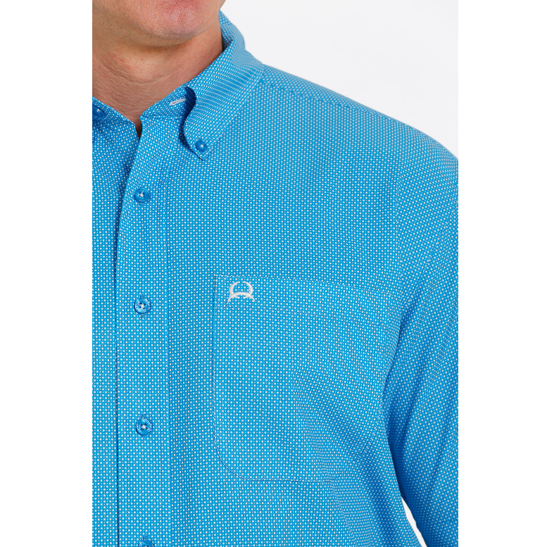 Cinch® Men's Arena Flex Dotted Blue Button Down Shirt MTW1704121