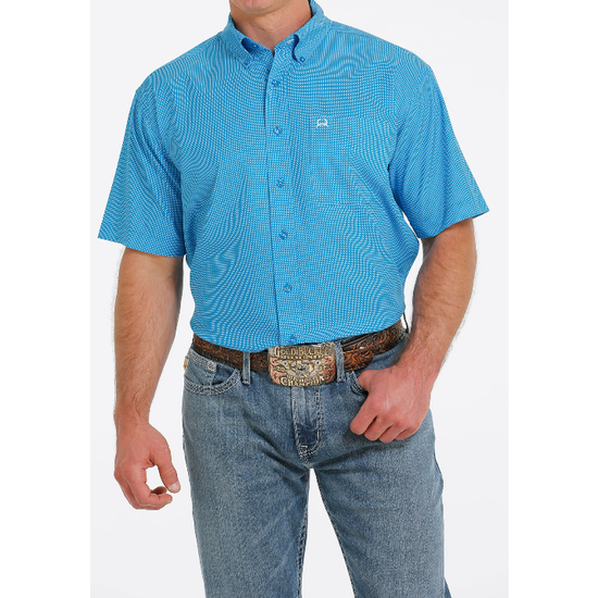 Cinch® Men's Arena Flex Dotted Blue Button Down Shirt MTW1704121