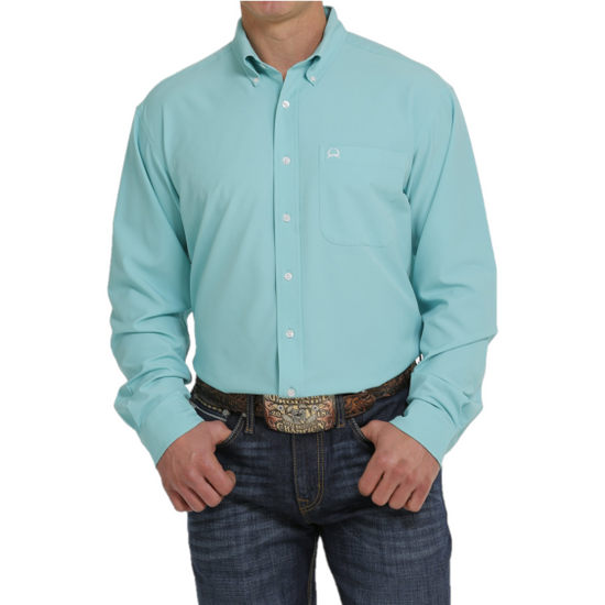 Cinch® Men's Arenaflex Solid Turquoise Button Down Shirt MTW1862014