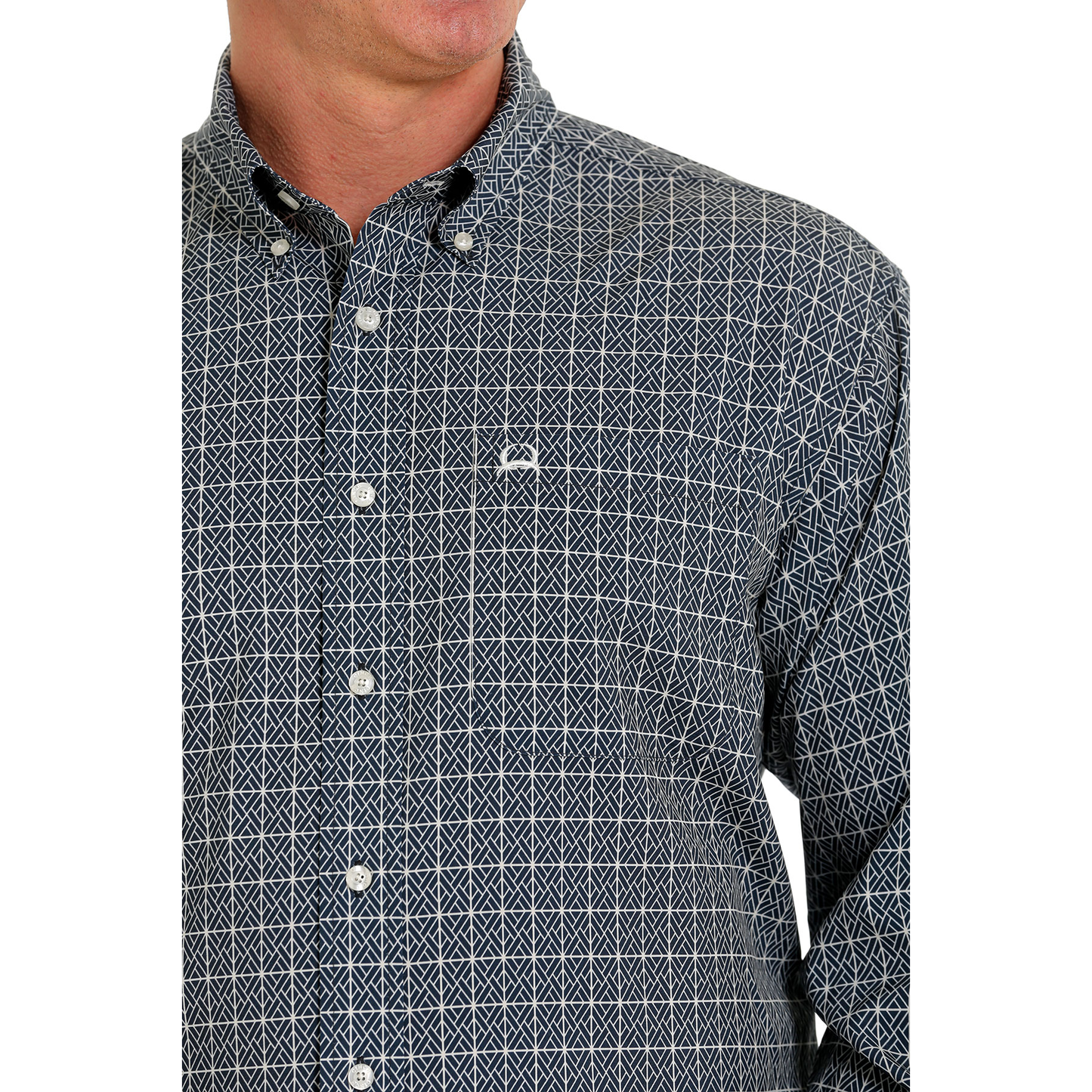 Cinch® Men's Navy Geometric Printed Button Down Shirt MTW1862018