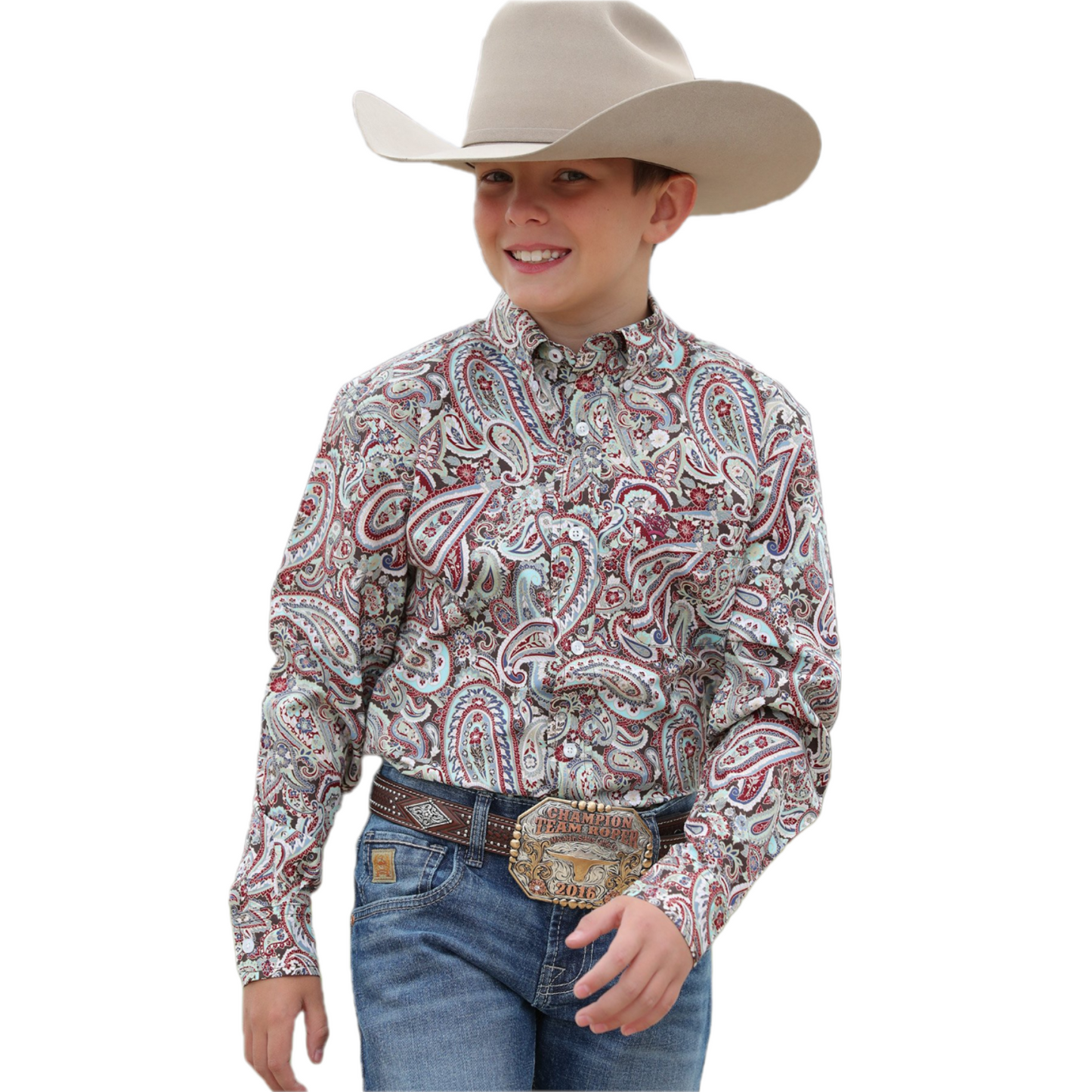 Cinch® Boy's Multicolored Paisley Printed Button Down Shirt MTW7060289