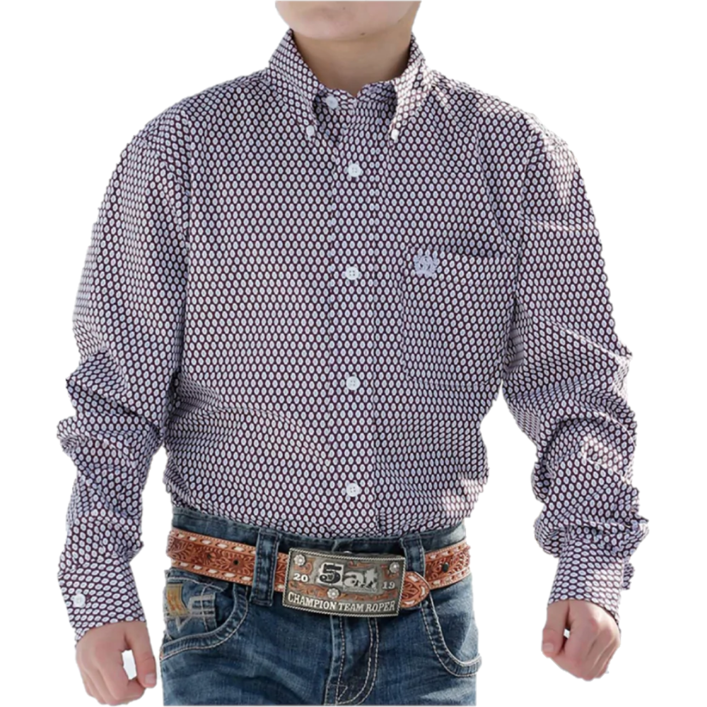 Cinch® Youth Boy's Purple Geometric Print Button Down Shirt MTW7060300