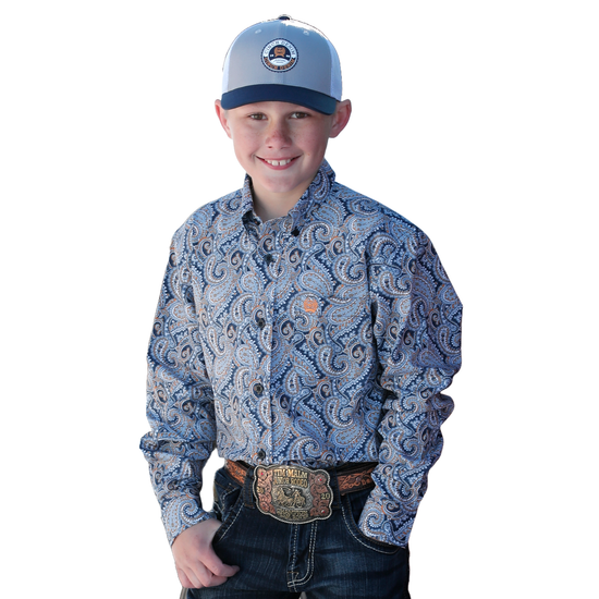 Cinch Youth Boy's Multicolor Paisley Print Button Down Shirt MTW7060336