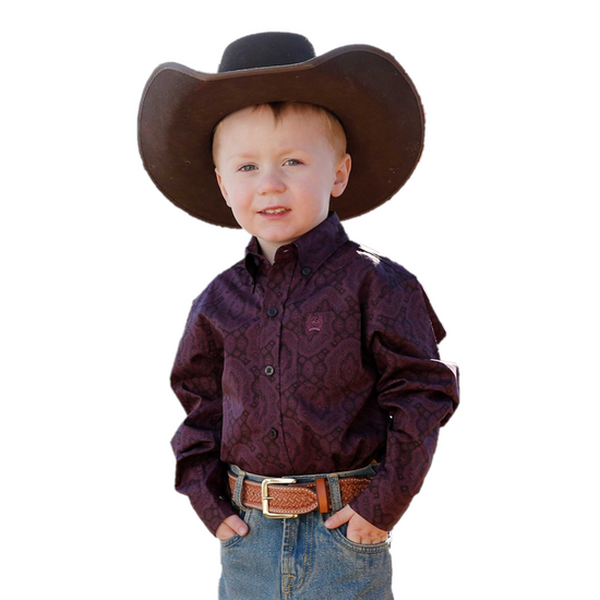 Cinch® Toddler Boy's Purple Geometric Button Down Shirt MTW7061299