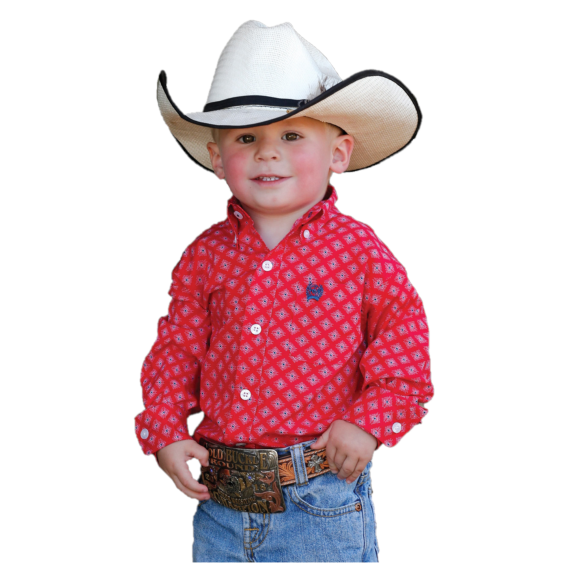 Cinch® Infant Boy's Geometric Red & Blue Button Down Shirt MTW7062284