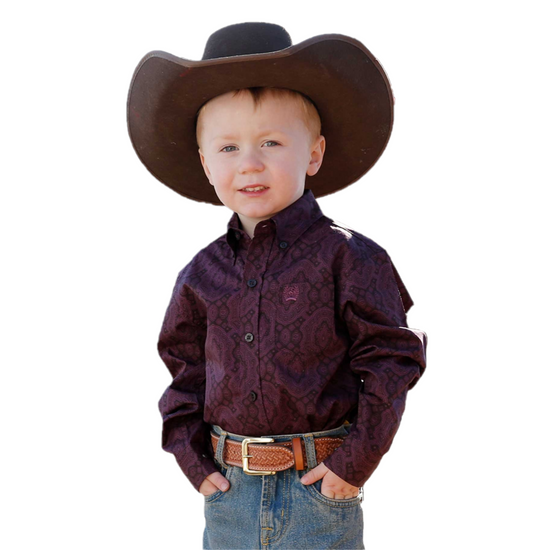 Cinch® Infant Boys Purple Geometric Button Down Shirt MTW7062299