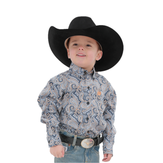 Cinch Youth Boy's Multicolor Paisley Print Button Down Shirt MTW7062336