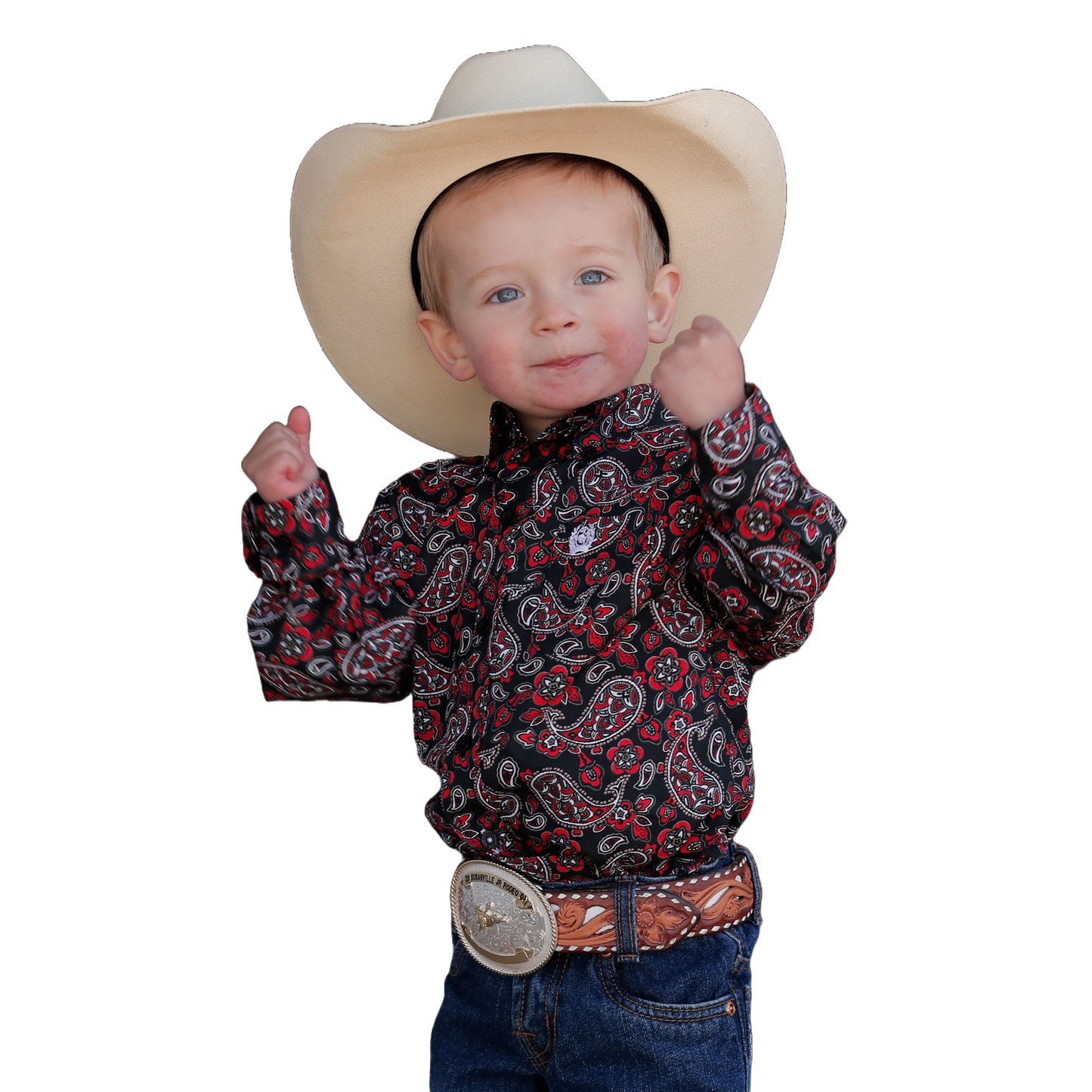 Cinch Toddler Boy's Black Paisley Print Button Down Shirt MTW7062339
