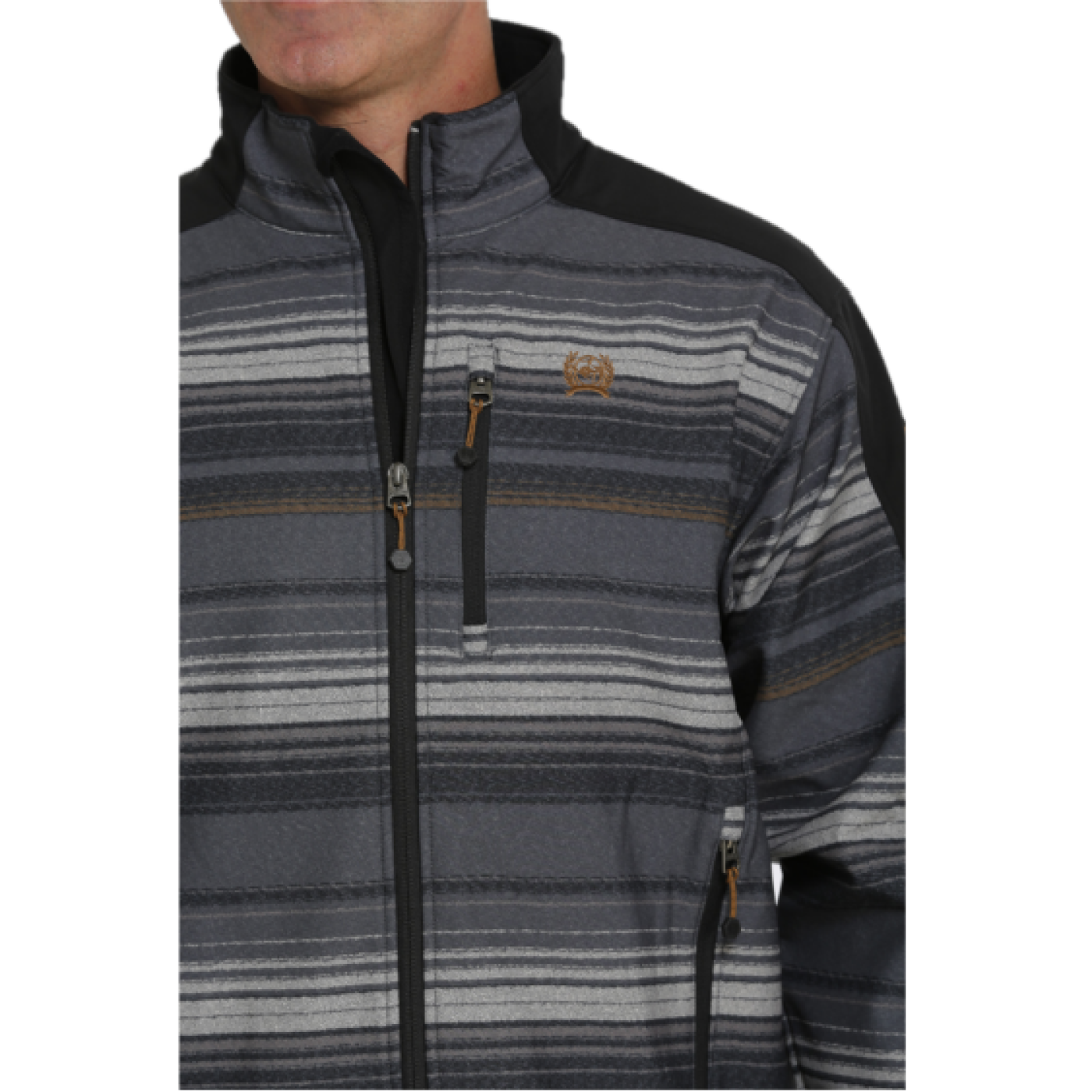 Cinch® Men's Black Striped Bonded Softshell Jacket MWJ1063004