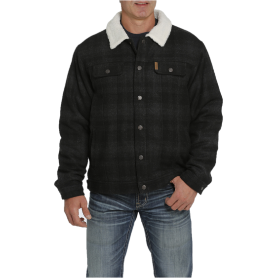 Cinch® Men's Black Plaid Conceal Carry Wool Trucker Jacket MWJ1074004