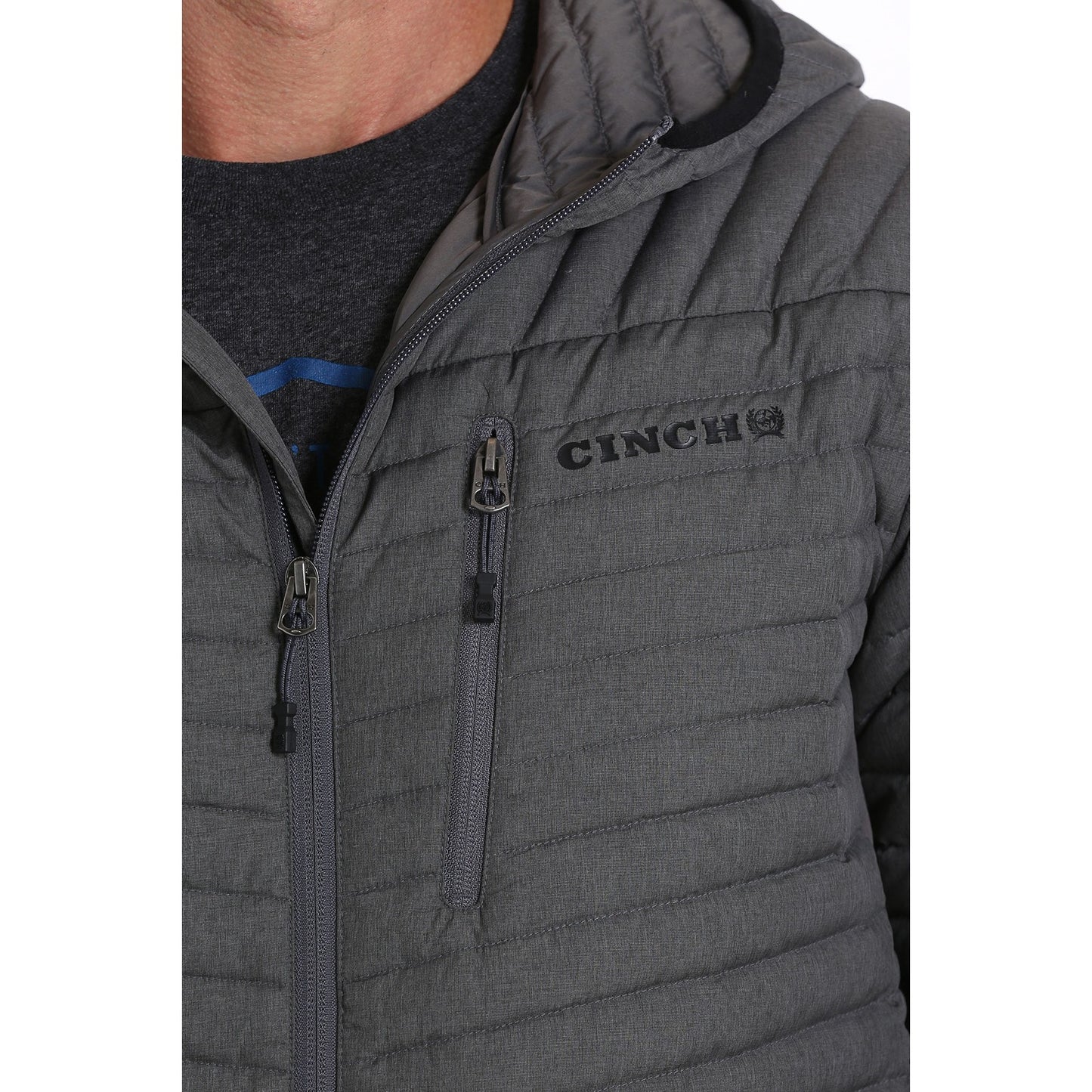 Load image into Gallery viewer, Cinch Men&amp;#39;s Mid-Weight Heather Grey Down Hooded Jacket MWJ1507001
