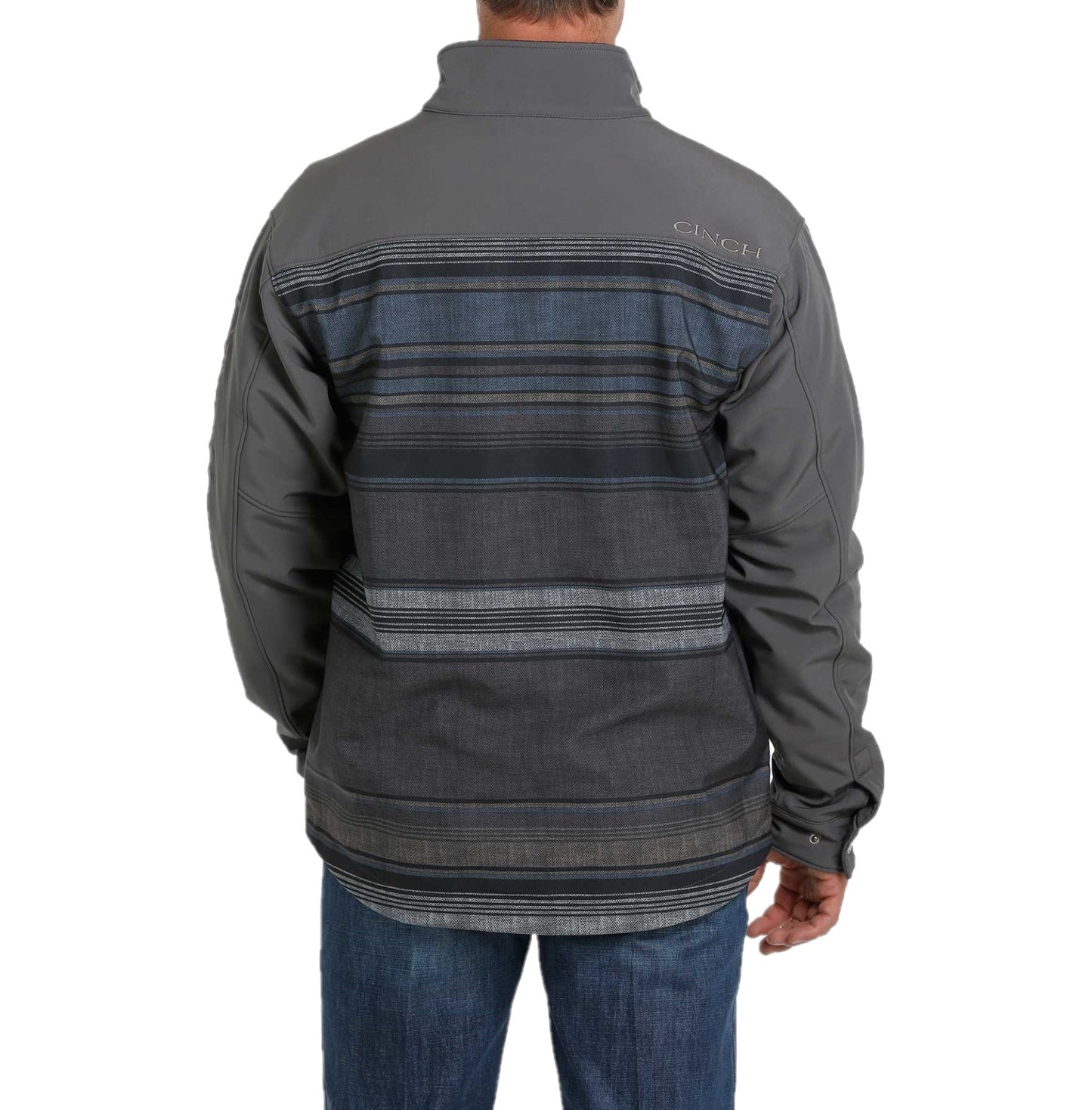 Cinch Men's Charcoal & Navy Bonded Striped Print Jacket MWJ1518006