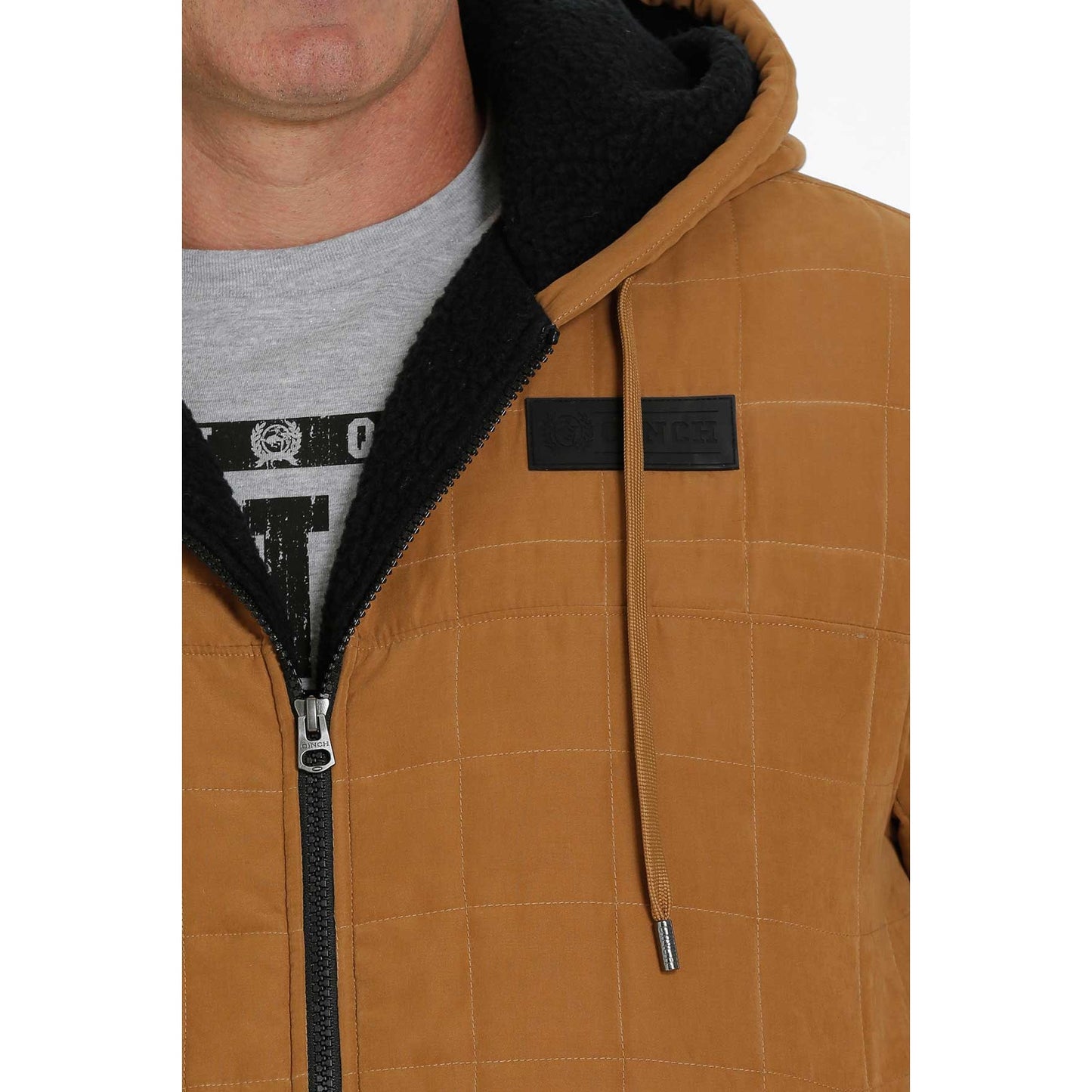 Cinch Men's Sherpa Lined Brown Canvas  Hooded Jacket MWJ1554001