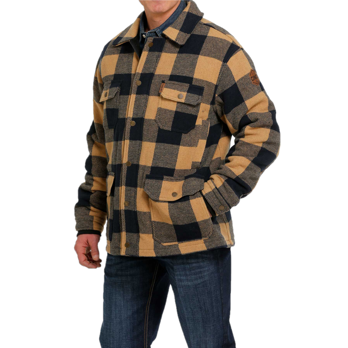 Cinch® Men's Brown Plaid Patterned Frontier Coat MWJ1572002