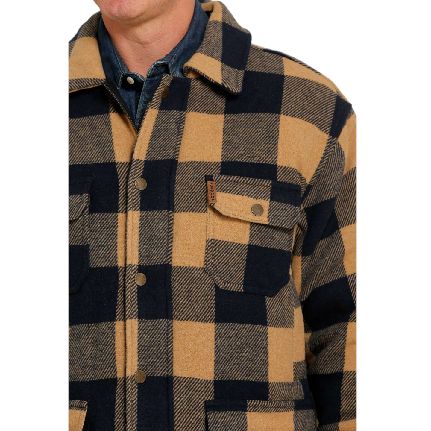 Cinch® Men's Brown Plaid Patterned Frontier Coat MWJ1572002