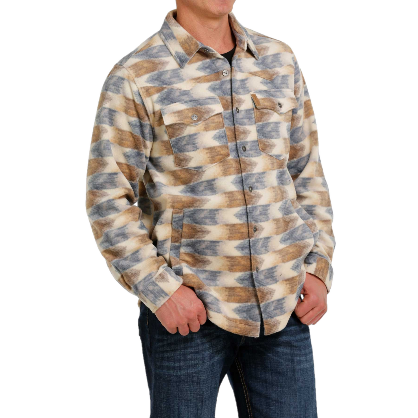 Cinch® Men's Aztec Print Cream Fleece Shirt Jacket MWJ1580002