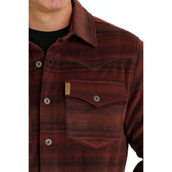 Cinch Men's Red Western Striped Shirt Jacket MWJ1580003