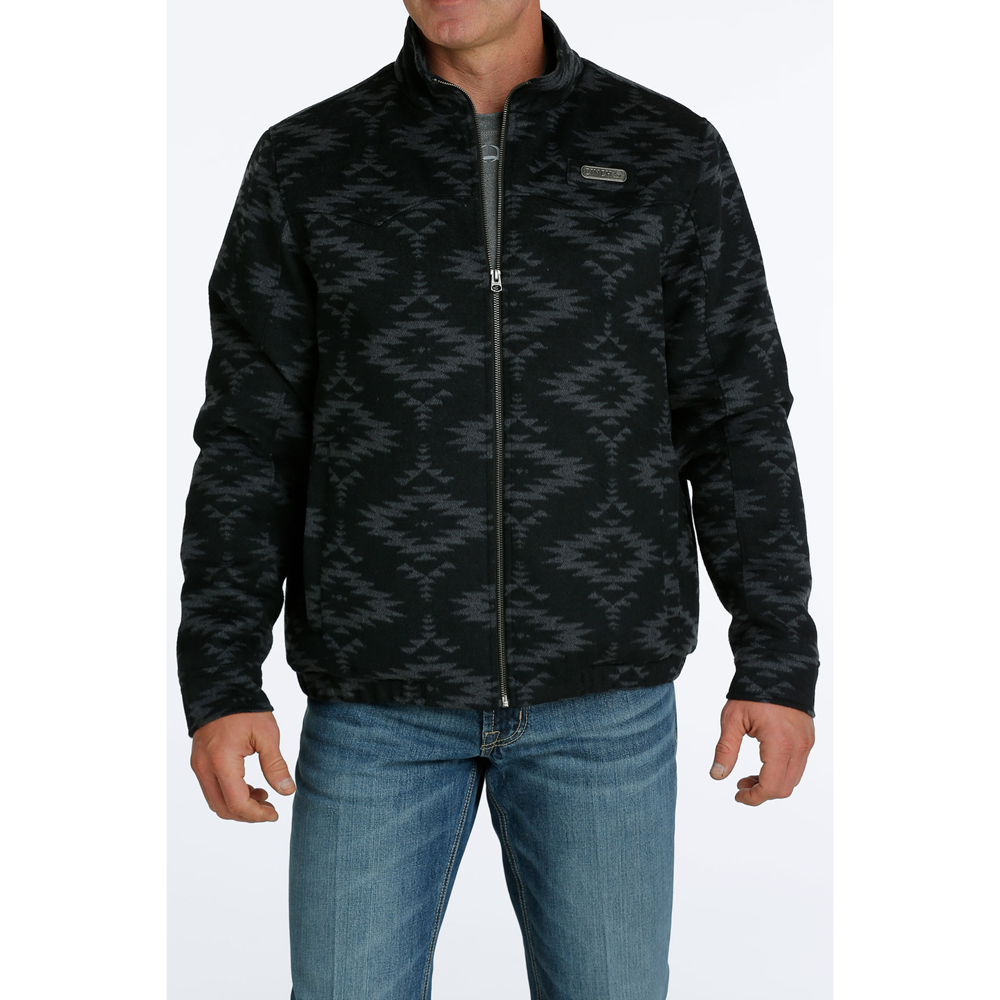 Cinch Men's Black & Grey Aztec Print Conceal Carry Wooly Jacket MWJ1590002