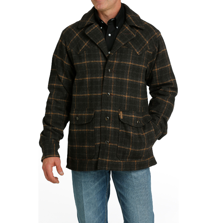 Cinch Men's Brown Plaid Wooly Coat MWJ1596001