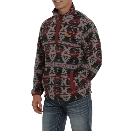 Cinch® Men's Grey Aztec Print Fleece Pullover MWK1514011