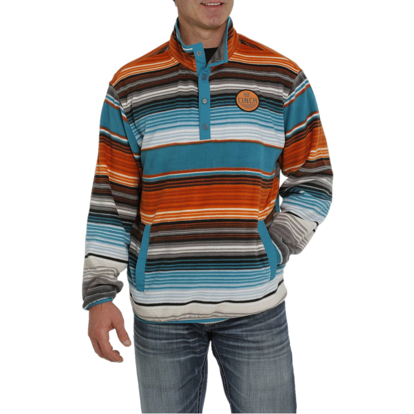Cinch® Men's Teal Serape 1/4 Snap Fleece Pullover Sweatshirt MWK1514016