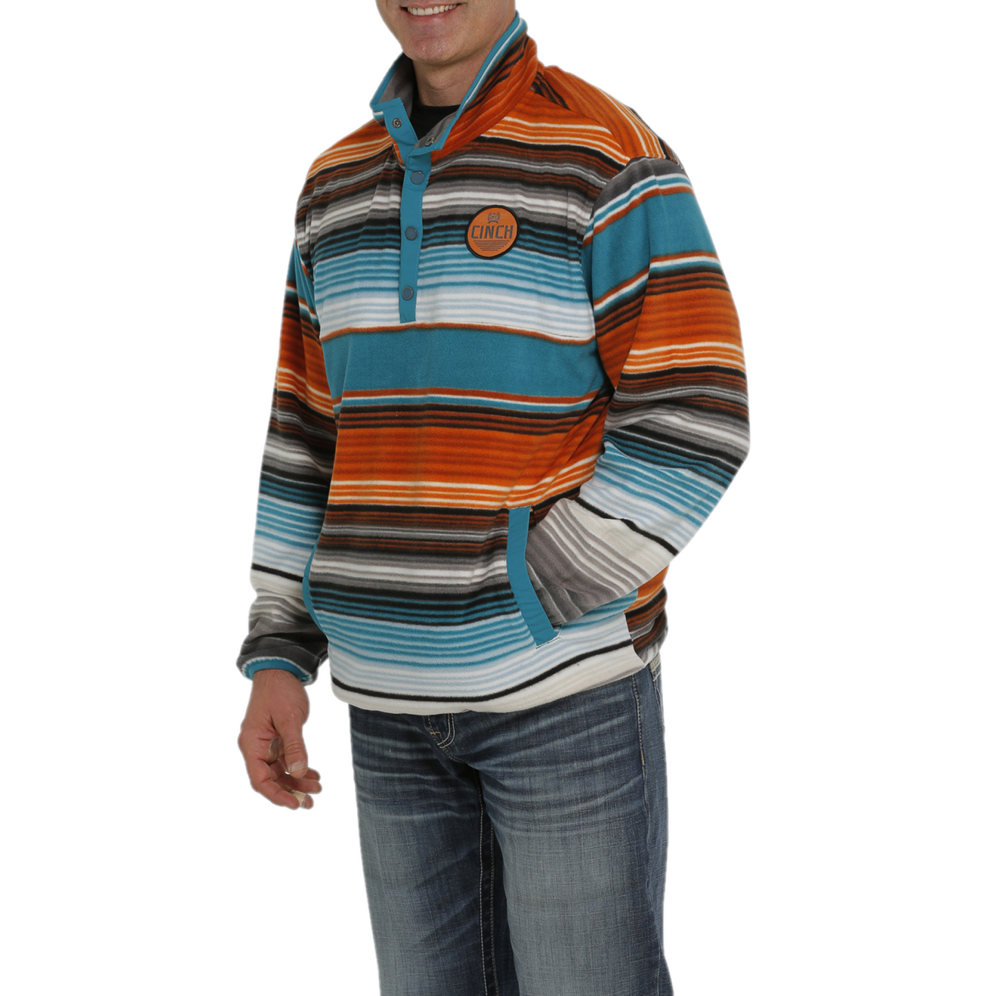 Cinch® Men's Teal Serape 1/4 Snap Fleece Pullover Sweatshirt MWK1514016