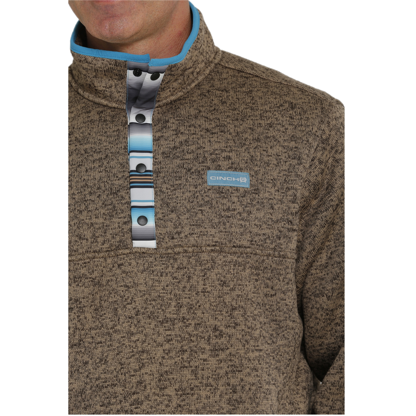 Cinch® Men's Brown With Teal Stripes Fleece Pullover MWK1534002