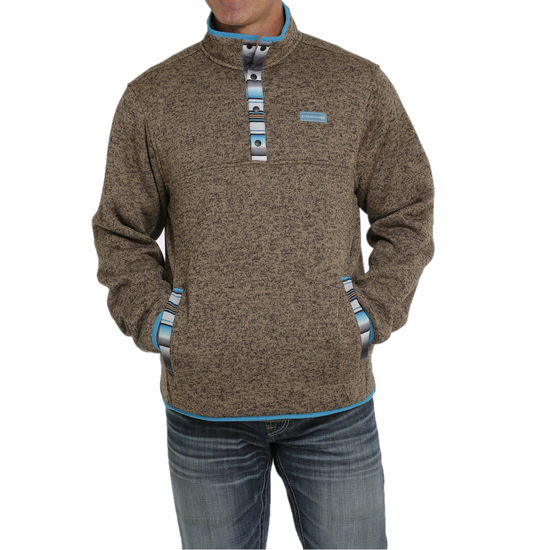 Cinch® Men's Brown With Teal Stripes Fleece Pullover MWK1534002