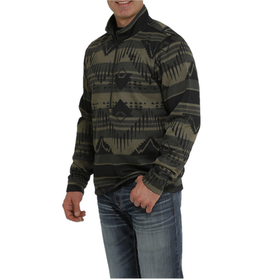 Cinch® Men's Aztec Printed Olive Fleece Pullover MWK1558002