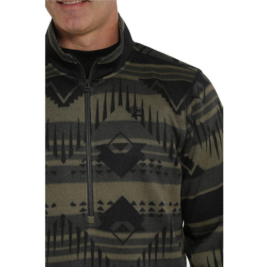Cinch® Men's Aztec Printed Olive Fleece Pullover MWK1558002