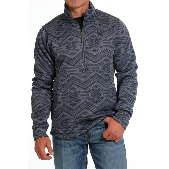Cinch Men's Blue Aztec Half Zip Sweater Pullover MWK1558004