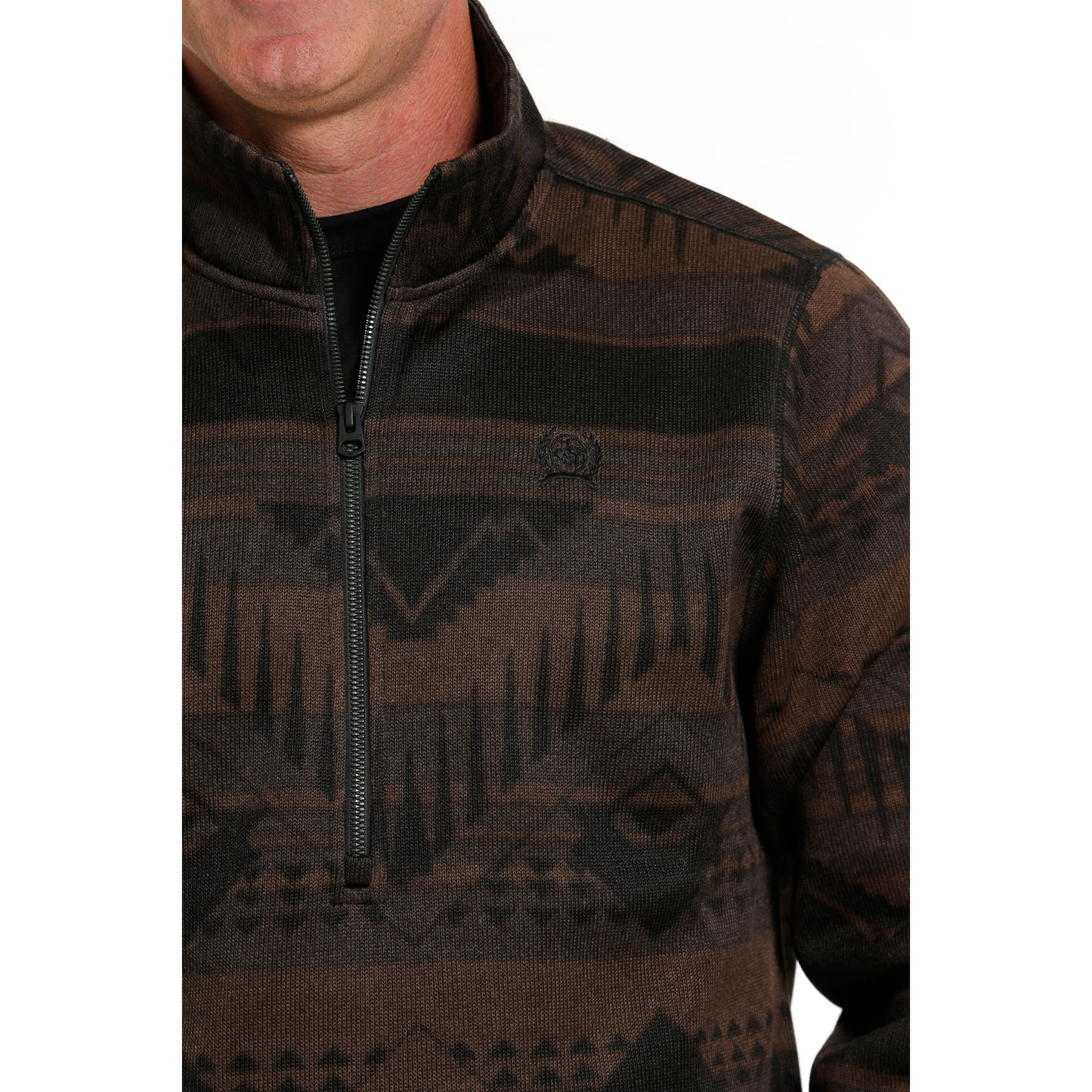 Cinch Men's Brown Printed Half Zip Sweater Pullover MWK1558005