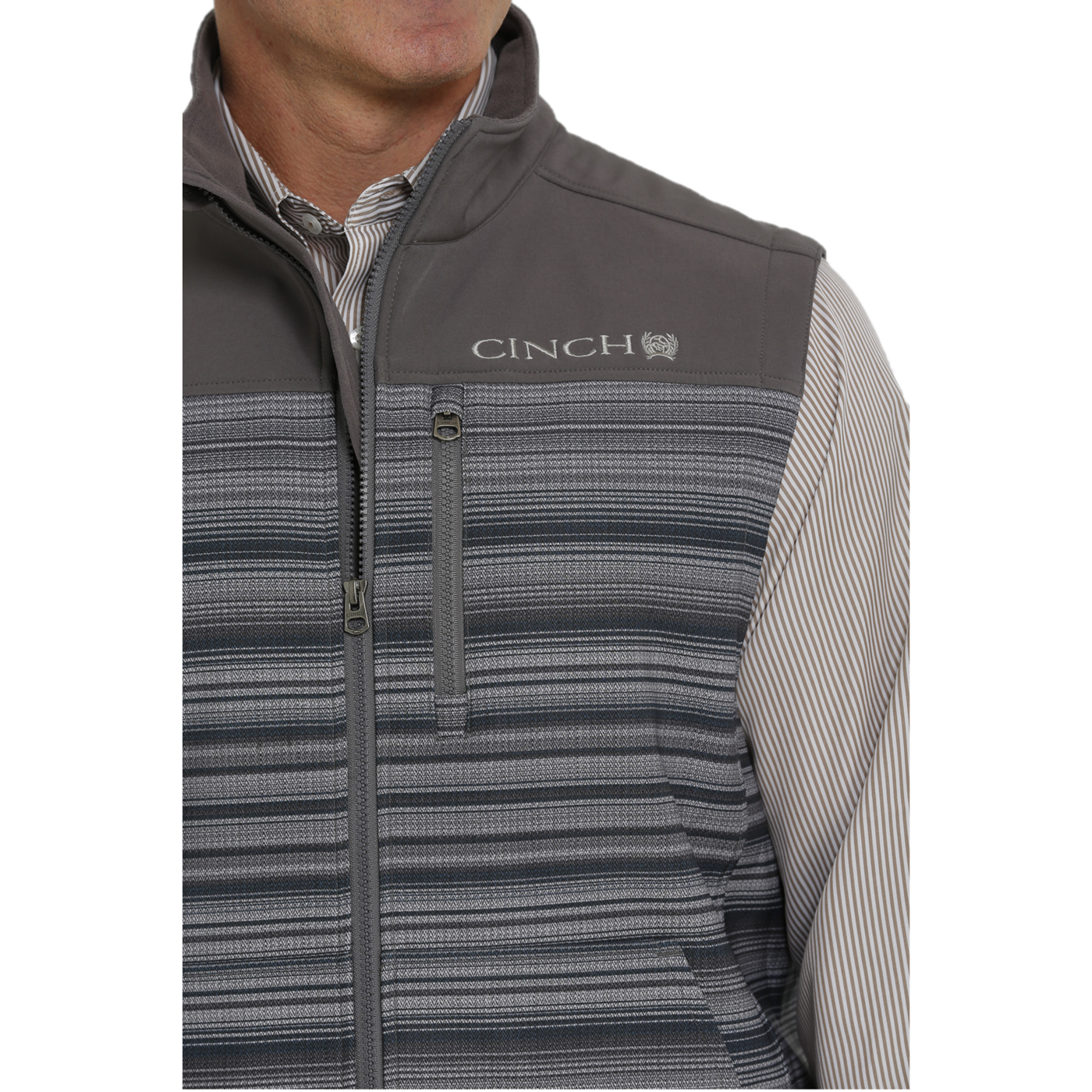 Cinch® Men's Grey Striped Bonded Vest MWV1563002