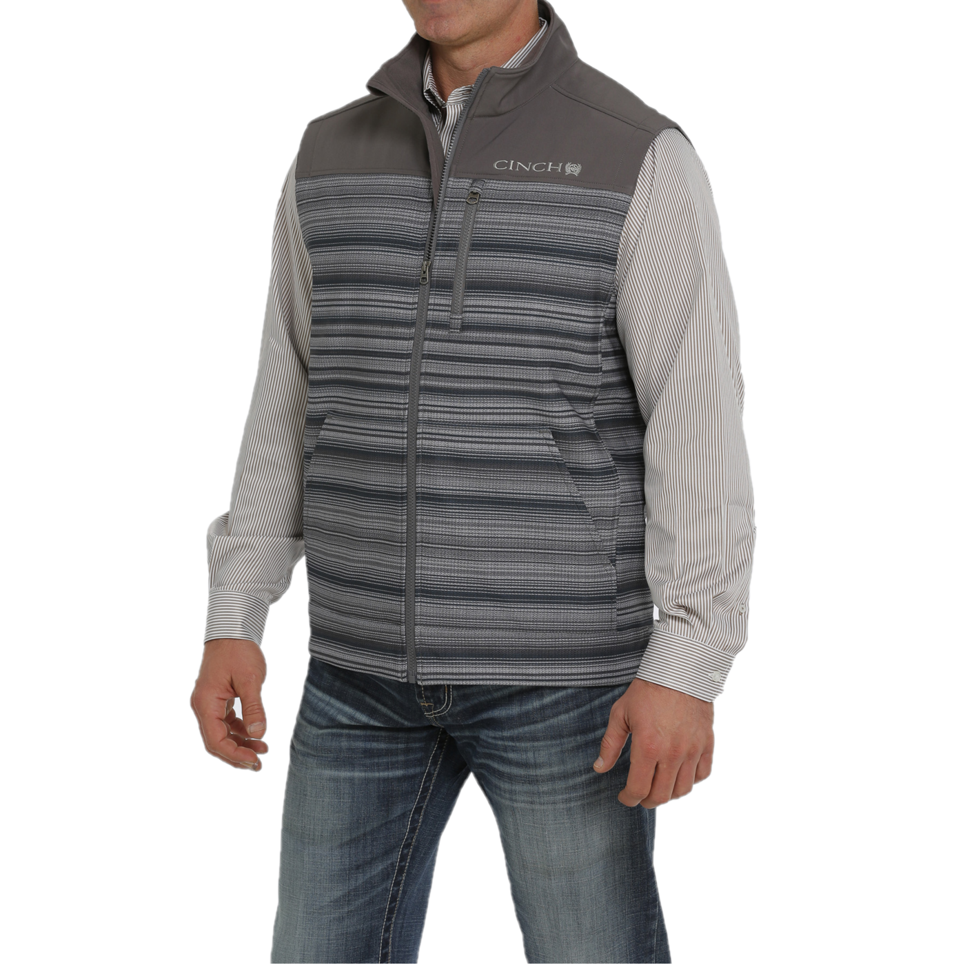 Cinch® Men's Grey Striped Bonded Vest MWV1563002
