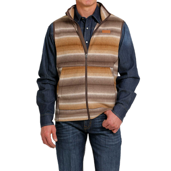 Cinch® Men's Striped Brown Fleece Vest MWV1585001
