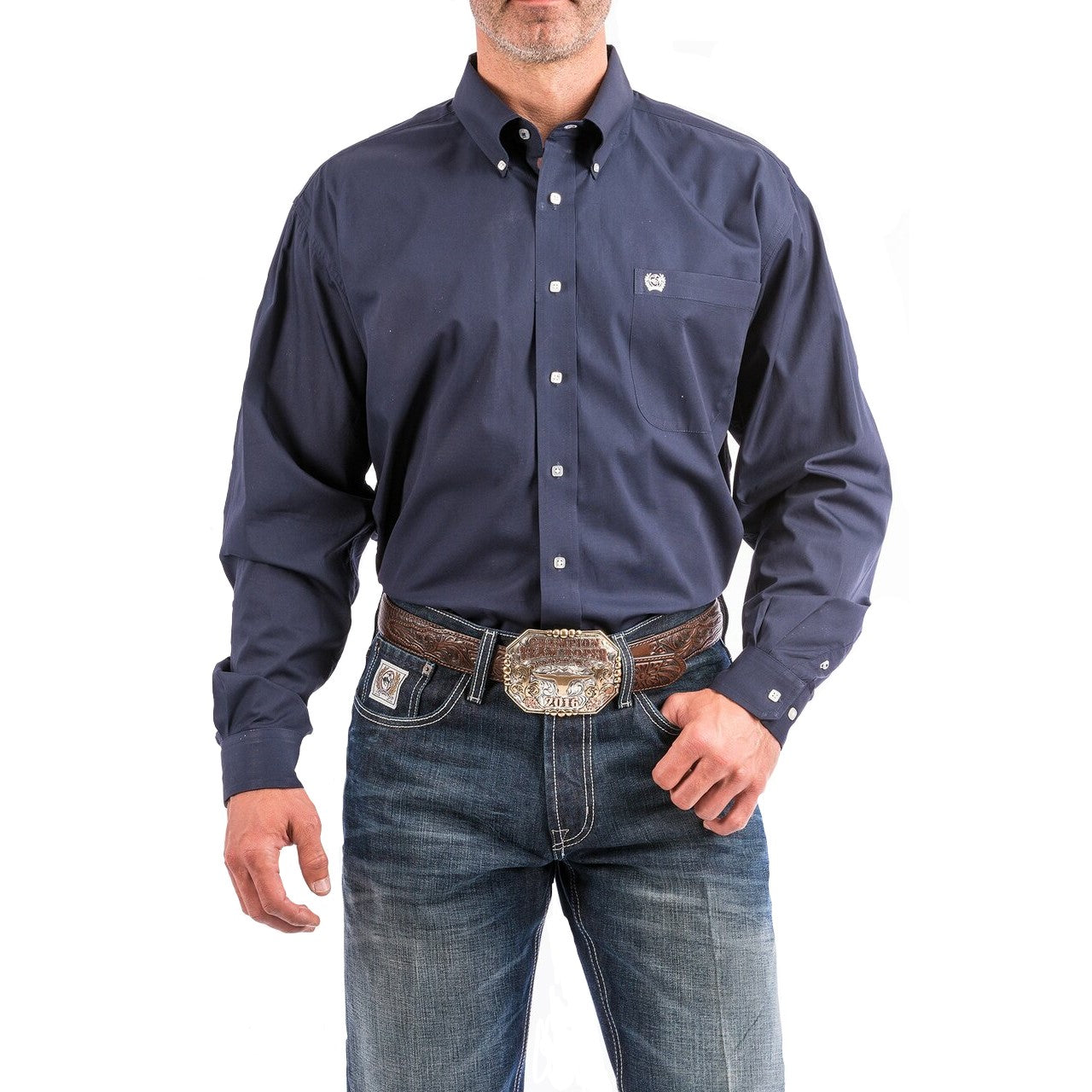 Cinch Men's Solid Navy Long Sleeve Button Down Shirt MTW1104667