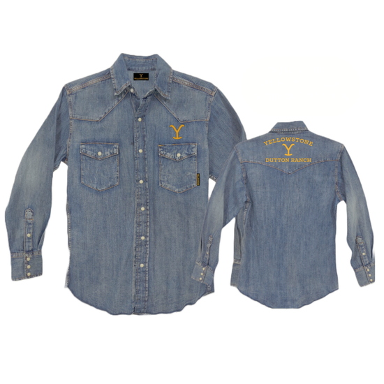 Changes® Yellowstone Men's Dutton Ranch Light Wash Denim Snap Button Shirt 66-243-283