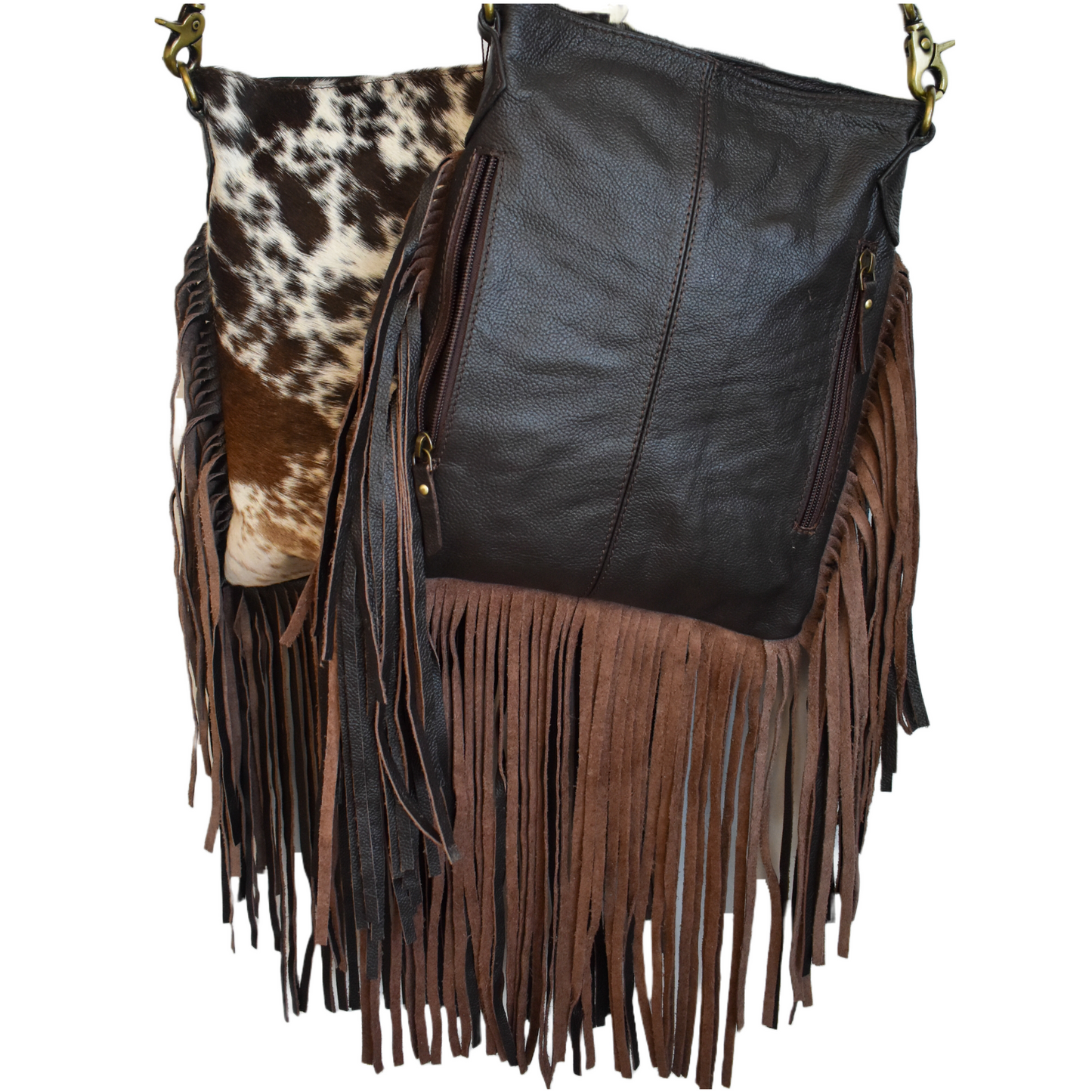 Klassy Cowgirl Hair On Fringe Crossbody Bag 77023