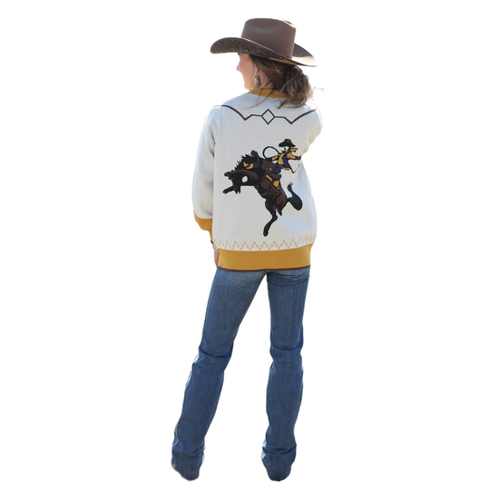 Cruel Denim® Ladies Cream Rodeo Horse Cardigan Sweater CWK7409001