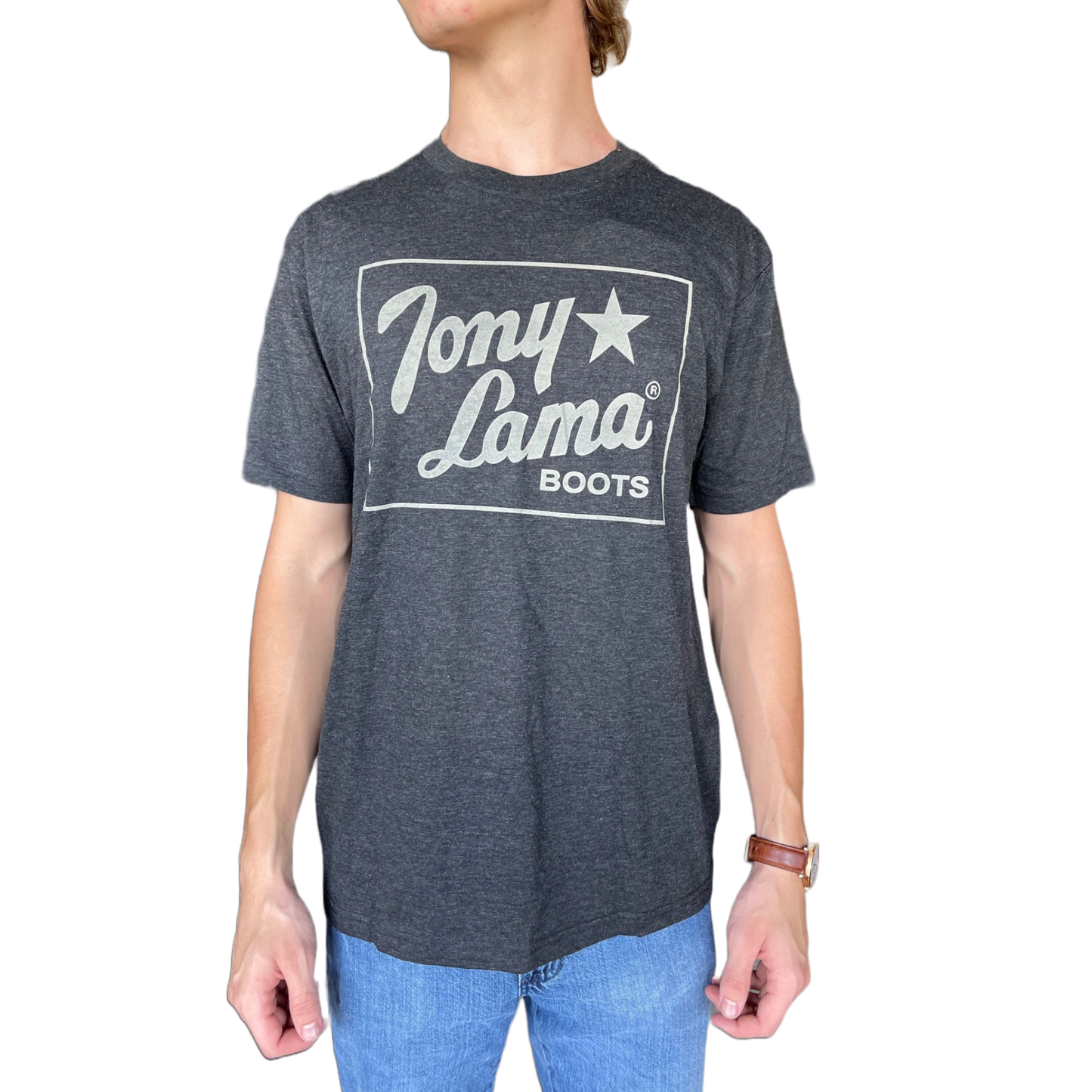 Tony Lama Men's Graphite Heather Square Short Sleeve T-Shirt TL-G3191